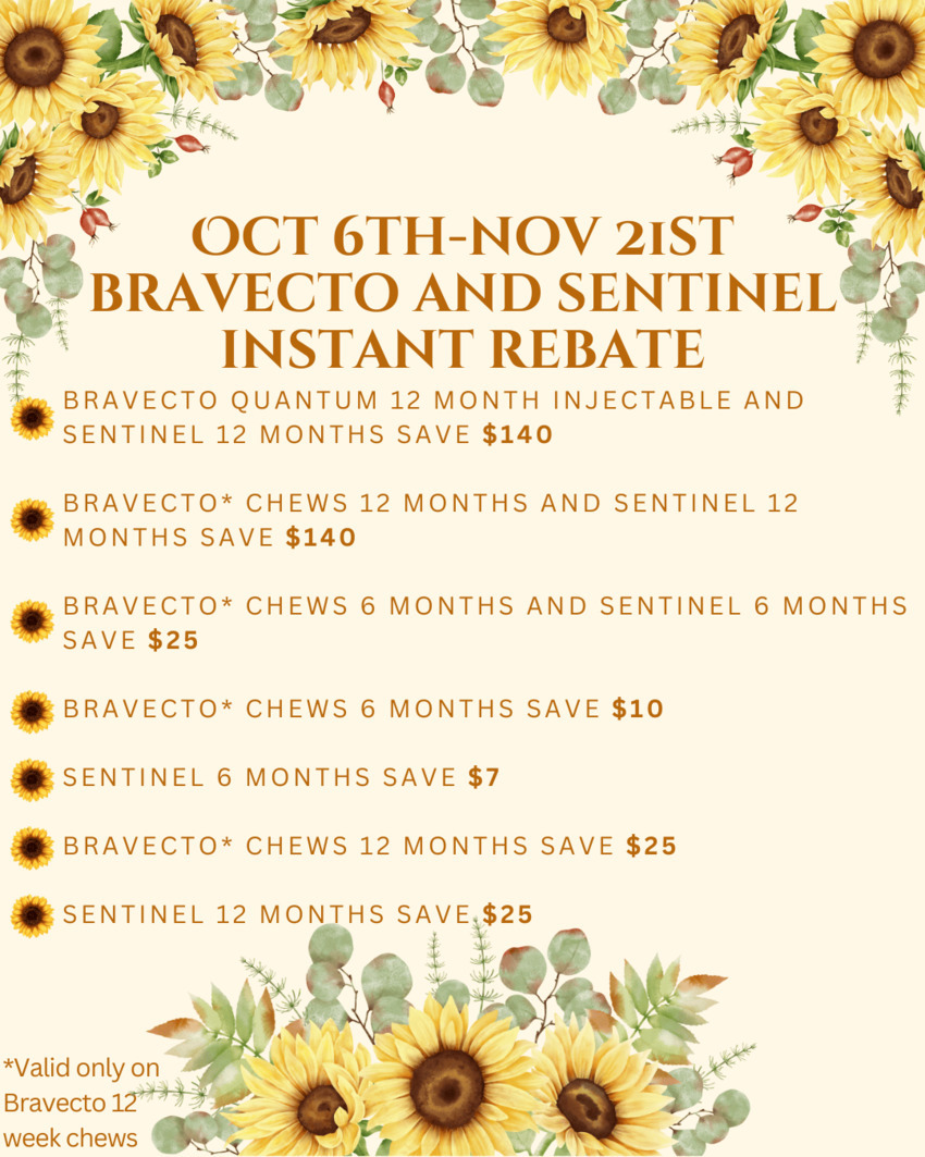 Bravecto and Sentinel Rebate Bravecto and Sentinel Rebate